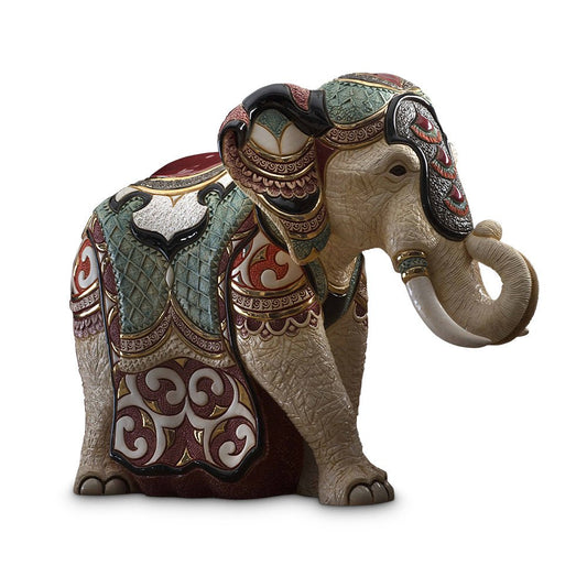 Limited‑Edition Ceramic Elephant Statue. Hand‑Painted Royal Elephant Figurine. Jewel‑Tone Elephant Home Décor Sculpture. Artisan Ceramics Elephantry Ornament. Regal Trunk‑Raised Elephant Artwork. Heritage‑Style Elephant Collectible. Limited Collectible Elephant Sculptural Art.